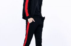 Спортивный костюм Sanger Black / Red Stripe