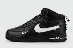 кроссовки Nike Air Force 1 Mid Black / Wh. Sw. with Fur