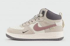 кроссовки Nike Air Force 1 Mid Grey / Wh. with Fur Wmns