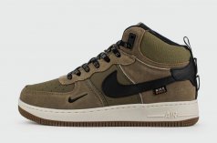 кроссовки Nike Air Force 1 Mid Olive / Brown with Fur