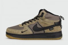 кроссовки Nike Air Force 1 Mid Olive / Brown with Fur