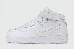 кроссовки Nike Air Force 1 Mid White with Fur
